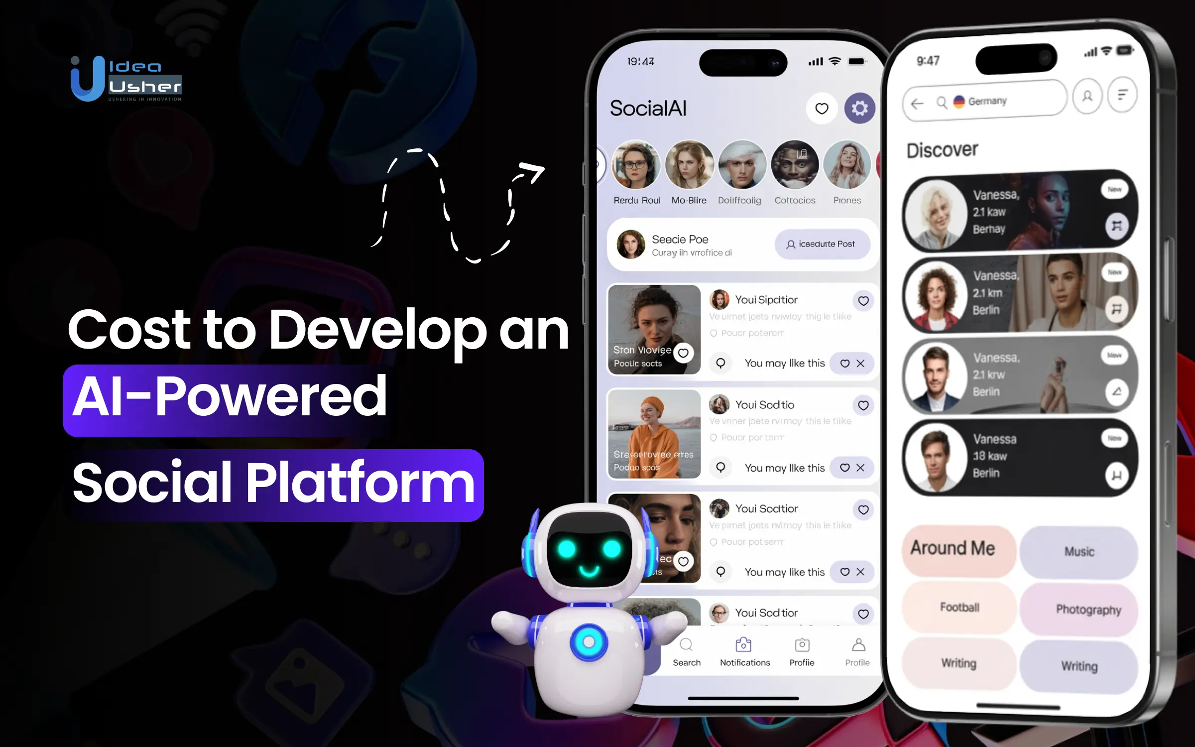 AI social network app development cost